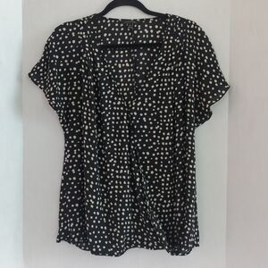 Banana Republic Black And White Dots Semi-Sheer Crossover Blouse Size XL
